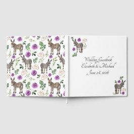 Libro De Visitas Donkey Purple Floral Wedding Guest Book