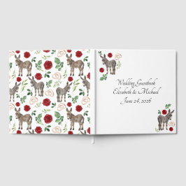 Libro De Visitas Donkey Red Floral Wedding Guest Book