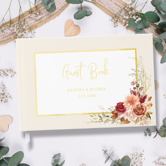 Libro De Visitas Dorado Fall Terracotta Floral