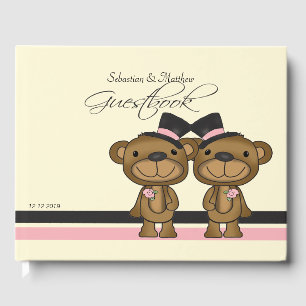 Libro De Visitas Dos Grooms Teddy Bears Boda Gay Personalizado