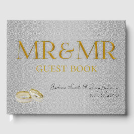 Libro De Visitas Dos Grooms Wedding Day Mr & Mr. en oro y plata