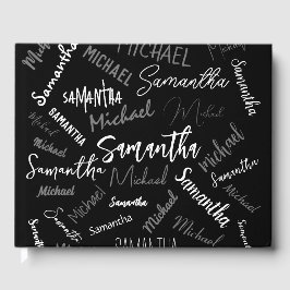 Libro De Visitas Dos nombres pareja patrón monograma blanco negro