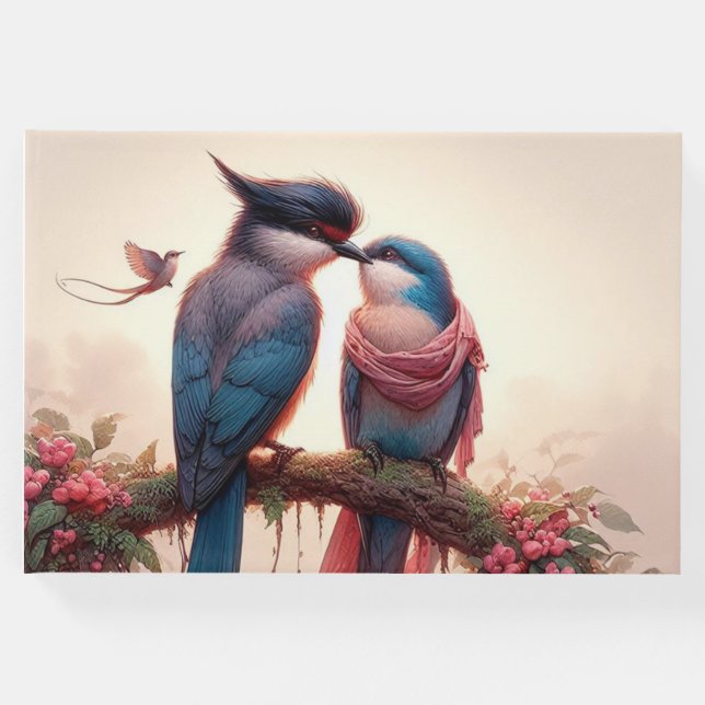 Libro De Visitas Dos pájaros Tarjeta de agradecimiento plana (Anverso)