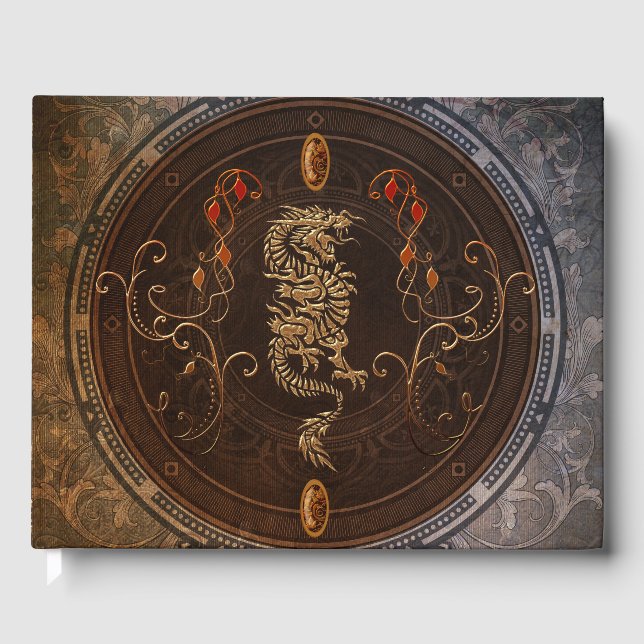 Libro De Visitas Dragón chino dorado (Anverso)