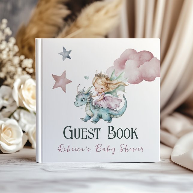 Libro De Visitas Dragón de Cuento de Hadas Soñador Rosa Cumpleaños  (Subido por el creador)