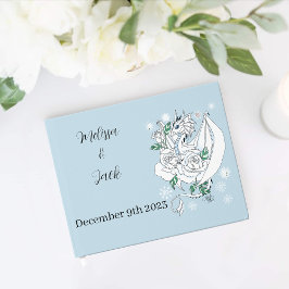 Libro De Visitas Dragón de invierno blanco Snowflakes Blue