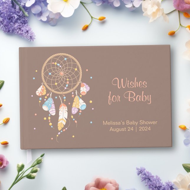 Libro De Visitas Dreamcatcher Tribal Boho Baby Shower Brown (Subido por el creador)
