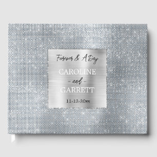 Libro De Visitas Dreamy Glitzy Silver Glam Sparkle Boda