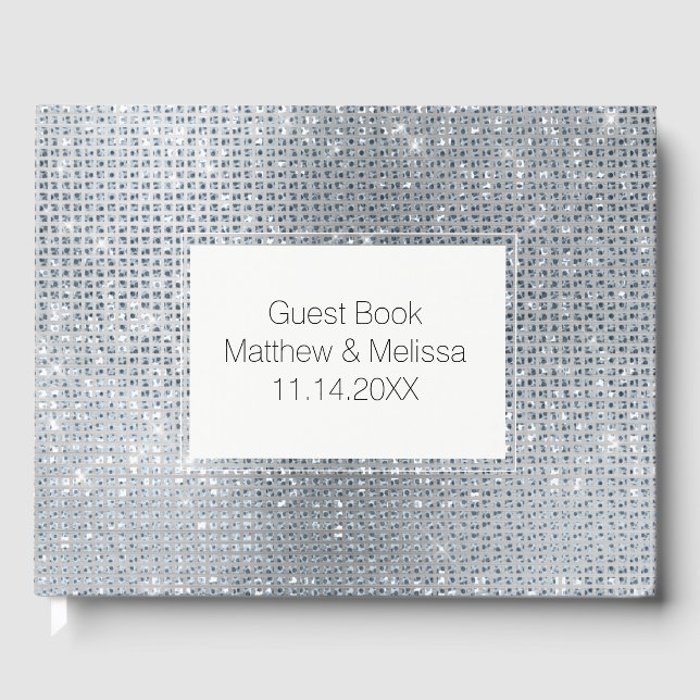 Libro De Visitas Dreamy Glitzy Silver Sparkle Boda (Anverso)