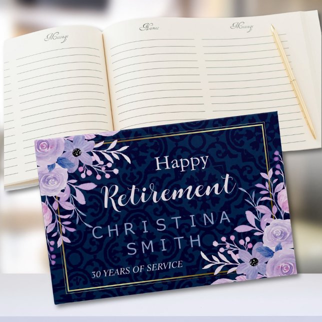 Libro De Visitas Dreamy Lilac Pastel Watercolor Retirement Fiesta (Dreamy Lilac Pastel Watercolor Retirement Party Guest Book)