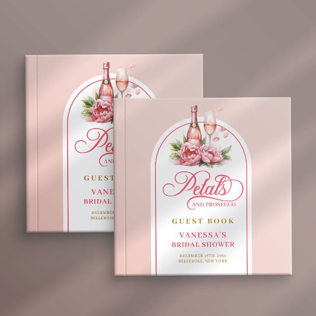 Libro De Visitas Dreamy petals and prosecco blush gold sign book (Dreamy petals and prosecco blush gold sign book)