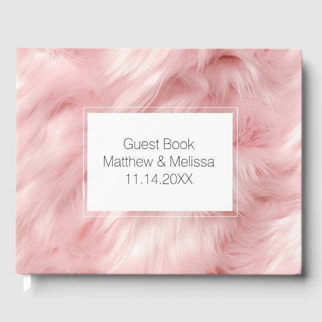 Libro De Visitas Dreamy Rubor Pink Animal Fur Boda (Anverso)
