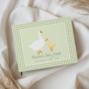 Libro De Visitas Ducha de bebé adorable y neutral en verde a cuadro