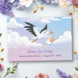 Libro De Visitas Ducha de Bebé Cigüeña Cielo Nublado