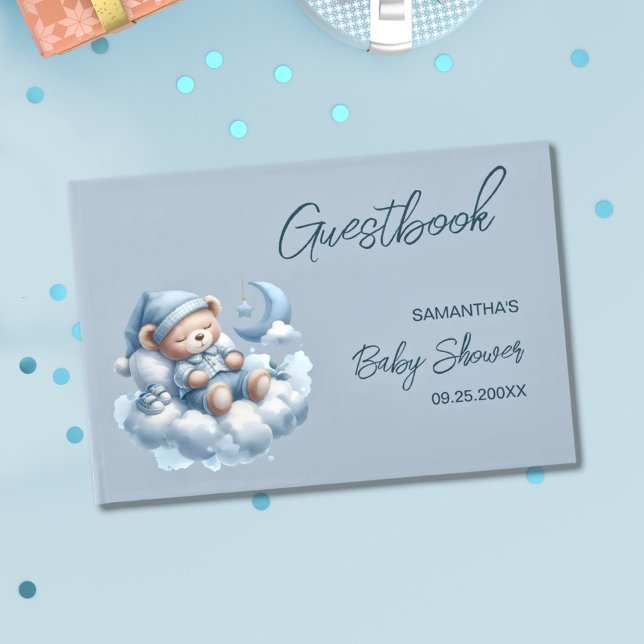 Libro De Visitas Ducha de bebé con somnolencia (Little bear baby boy Baby shower guestbook)
