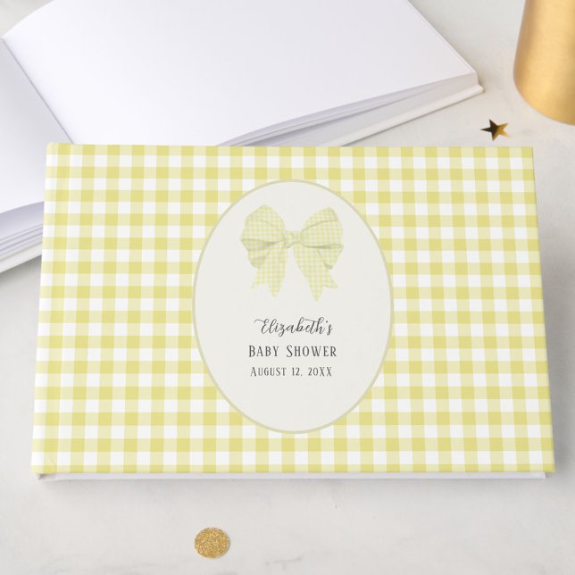 Libro De Visitas Ducha de bebé de lazo de gingham amarillo lindo  (Subido por el creador)
