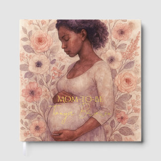 Libro De Visitas Ducha de bebé floral en acuarela suave negra