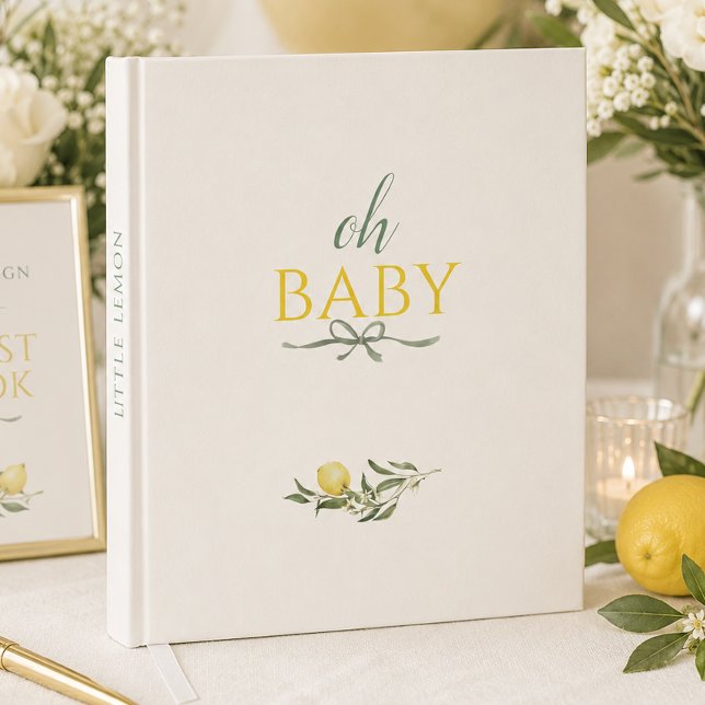 Libro De Visitas Ducha de Bebé Little Lemon Sage Bow Oh Baby (Little Lemon Sage Bow Oh Baby Baby Shower Guest Book)