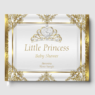 Libro De Visitas Ducha de Bebé Princesa Perla Blanca Dorada