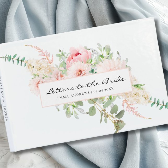 Libro De Visitas Ducha de Novia Botánica de Primavera (Personalized, modern, elegant, watercolor, floral "Letters to the Bride" Bridal Shower Guest Book.)