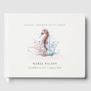 Libro De Visitas Ducha de Novia Caballito de Mar Algas Coral Bajo e