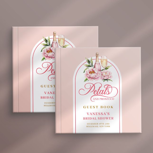 Libro De Visitas Ducha de novia con pétalos encantadores y prosecco (Charming petals and prosecco bridal shower guest book art

)