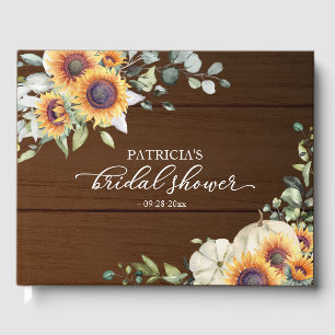 Libro De Visitas Ducha de Novia de Calabaza de Girasoles de Otoño R