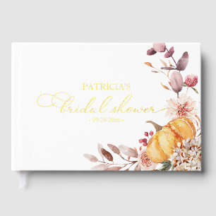 Libro De Visitas Ducha de Novia de Calabaza Floral de Otoño