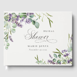 Libro De Visitas Ducha de Novia de Lavanda Eucalipto Follaje Frondo