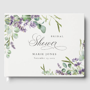 Libro De Visitas Ducha de Novia de Lavanda Eucalipto Follaje Frondo