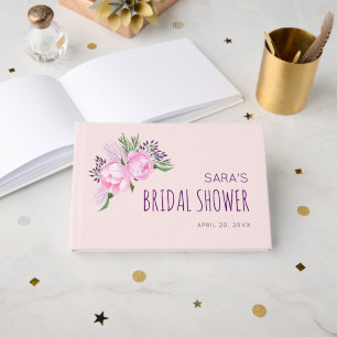 Libro De Visitas Ducha de novia floral rosada Peony