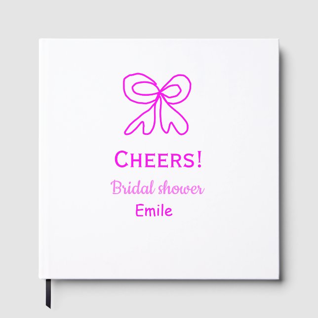 Libro De Visitas Ducha de novia lazo rosa violeta agregar nombre  (Anverso)