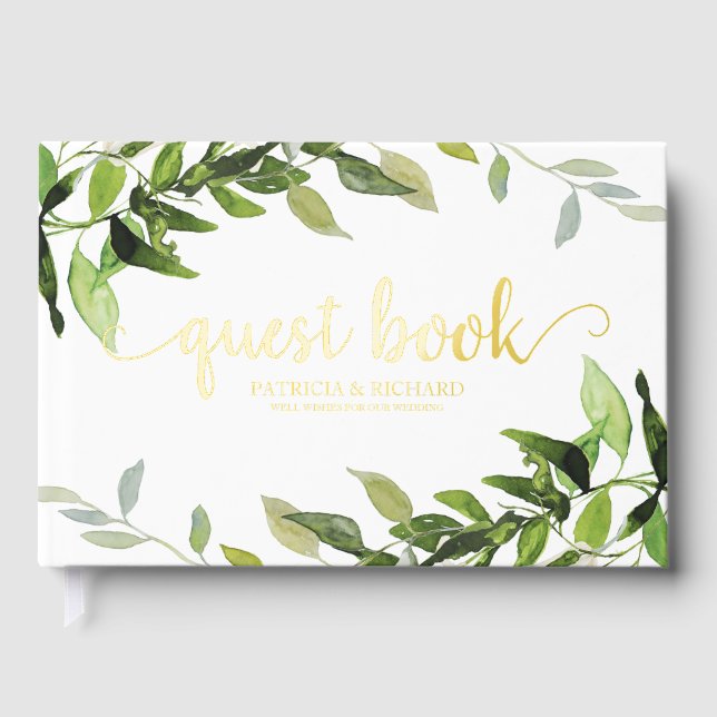 Libro De Visitas Ducha de Novia Verde Eucalipto (Anverso)