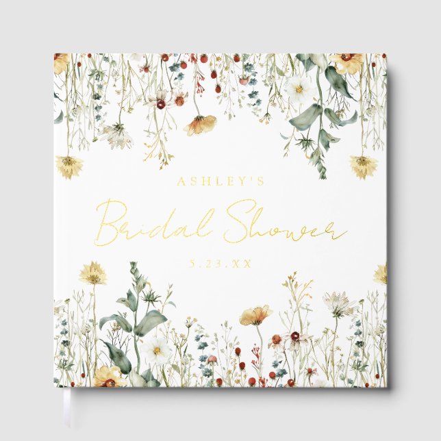 Libro De Visitas Ducha de novias en el campo de flores silvestres d (Anverso)