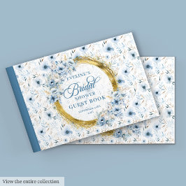 Libro De Visitas Ducha nupcial Boho Dusty Blue Sage Gold