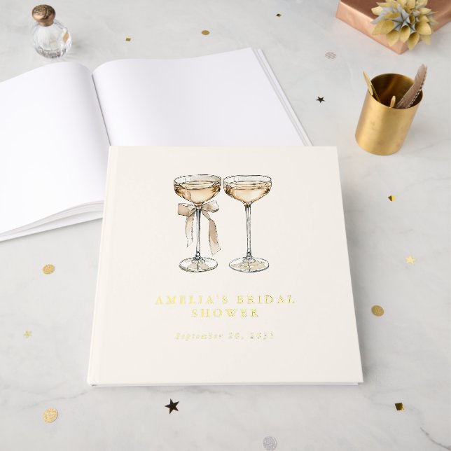 Libro De Visitas Ducha nupcial Brunch & Bubbly Champagne (Anverso Abierto)