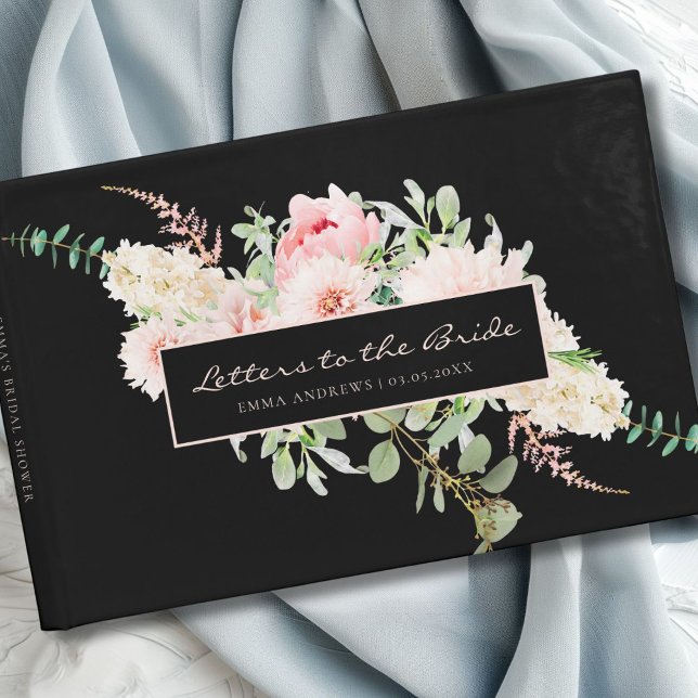 Libro De Visitas Ducha nupcial de primavera botánica (Personalized, modern, elegant, watercolor, floral "Letters to the Bride" Bridal Shower Guest Book.)