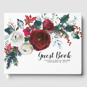 Libro De Visitas Ducha nupcial floral en flor de invierno