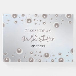 Libro De Visitas Ducha nupcial plateada Pearl blanca mínima