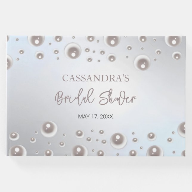 Libro De Visitas Ducha nupcial plateada Pearl blanca mínima (Anverso)