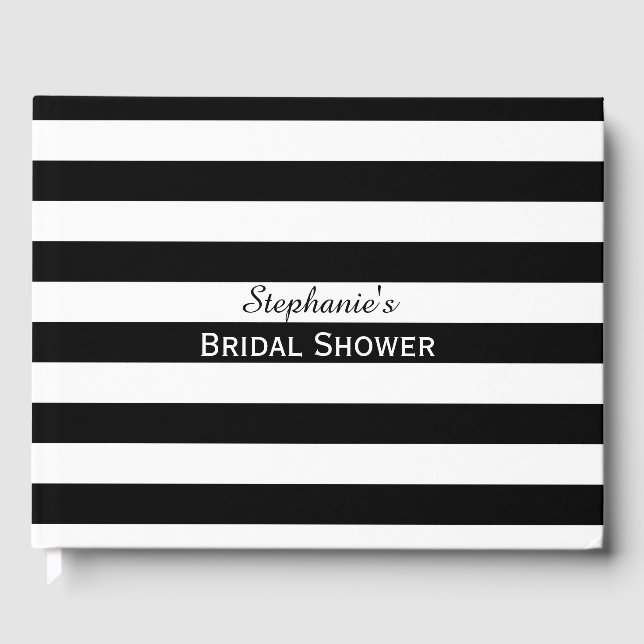 Libro De Visitas Ducha nupcial rayada en blanco y negro (Anverso)