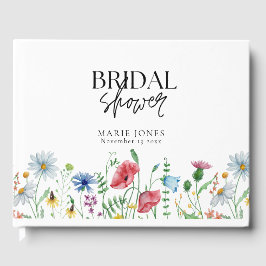 Libro De Visitas Duche de Novia Flores Silvestres Estética Blanca