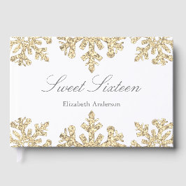 Libro De Visitas Dulce de invierno dorado con copo de nieve 16