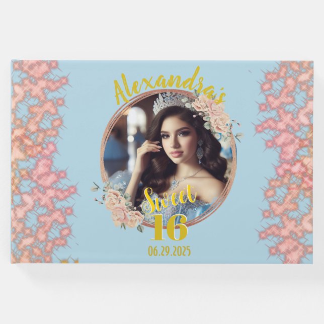 Libro De Visitas Dulce dieciséis cuento de hadas foto de princesa (Anverso)