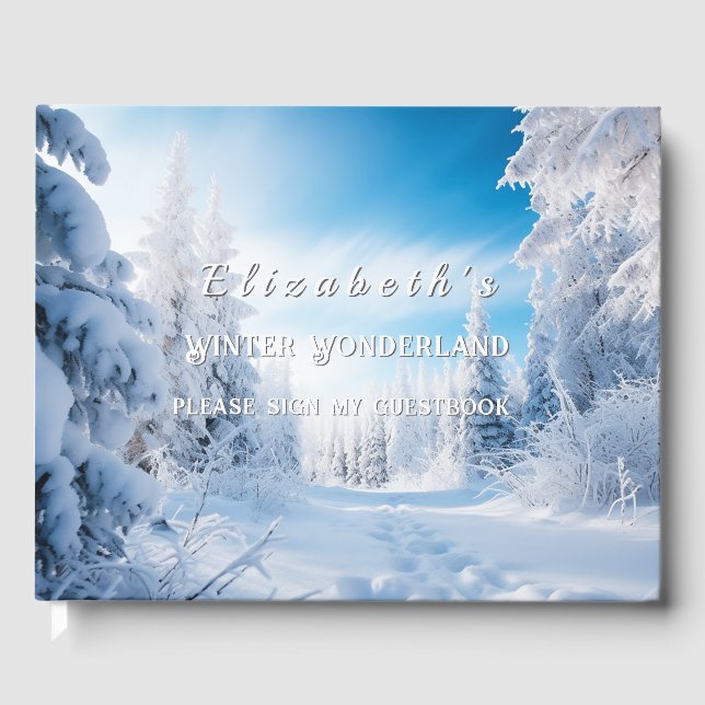 Libro De Visitas Dulce Dieciséis Invierno Wonderland Pine Trees Nie (Anverso)