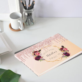 Libro De Visitas Dulce goteo purpurina geométrico rosa de 16 cumple