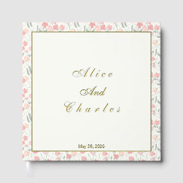 Libro De Visitas Dulce Pea Floral Rosa y Crema