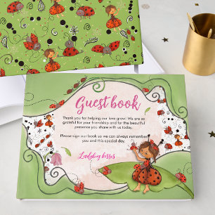 Libro De Visitas Dulce pequeña señora mariquita Baby Shower 