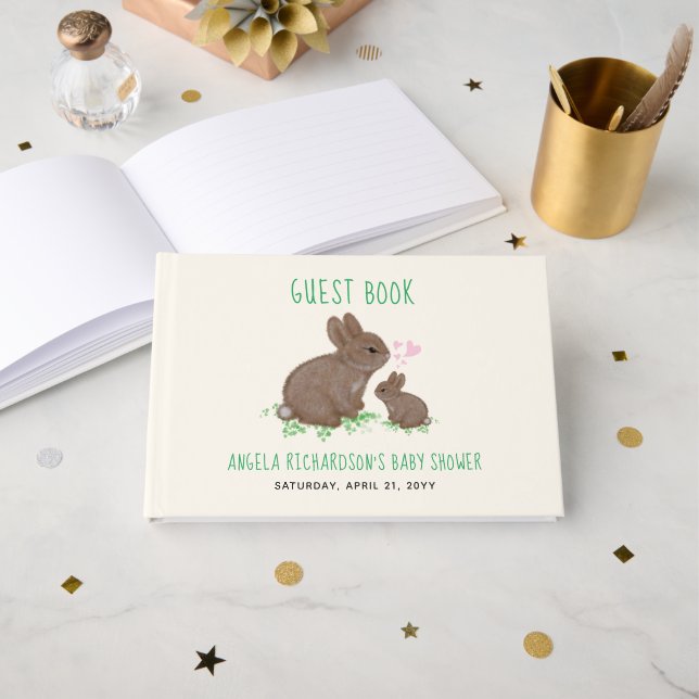 Libro De Visitas Dulces conejitos Baby Shower (Anverso Abierto)