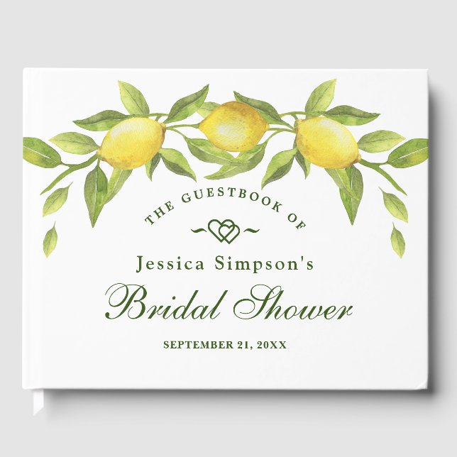 Libro De Visitas Dulces Limones y Vegetación Acuarela Despedida de  (Anverso)